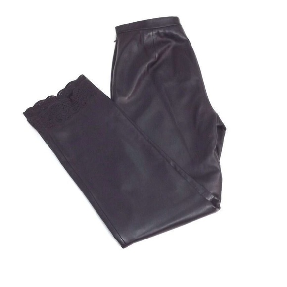S5A Saks Fifth Avenue HOT Black LEATHER Pants SZ 6 - Picture 1 of 8